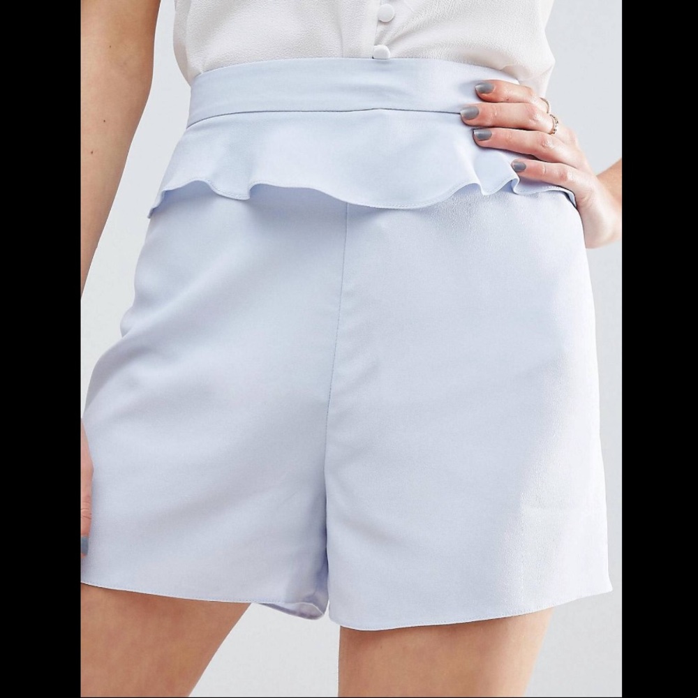 Baby Blue Ruffle Peplum Shorts